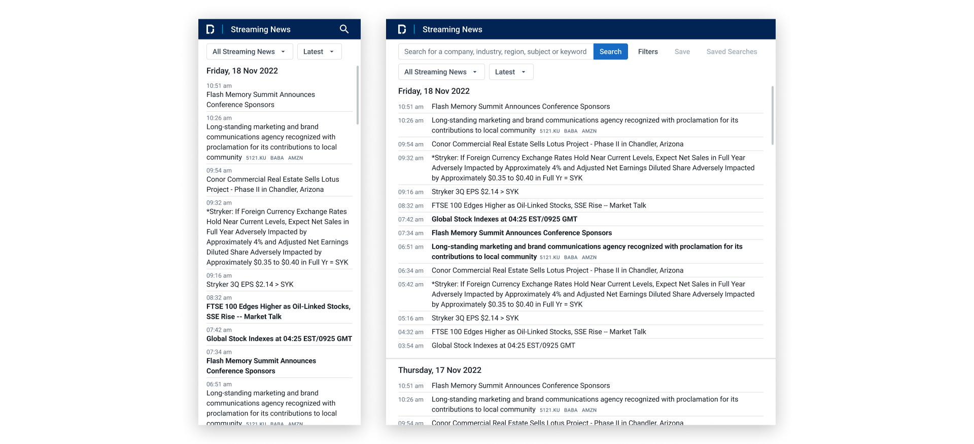 First Version of Streaming News