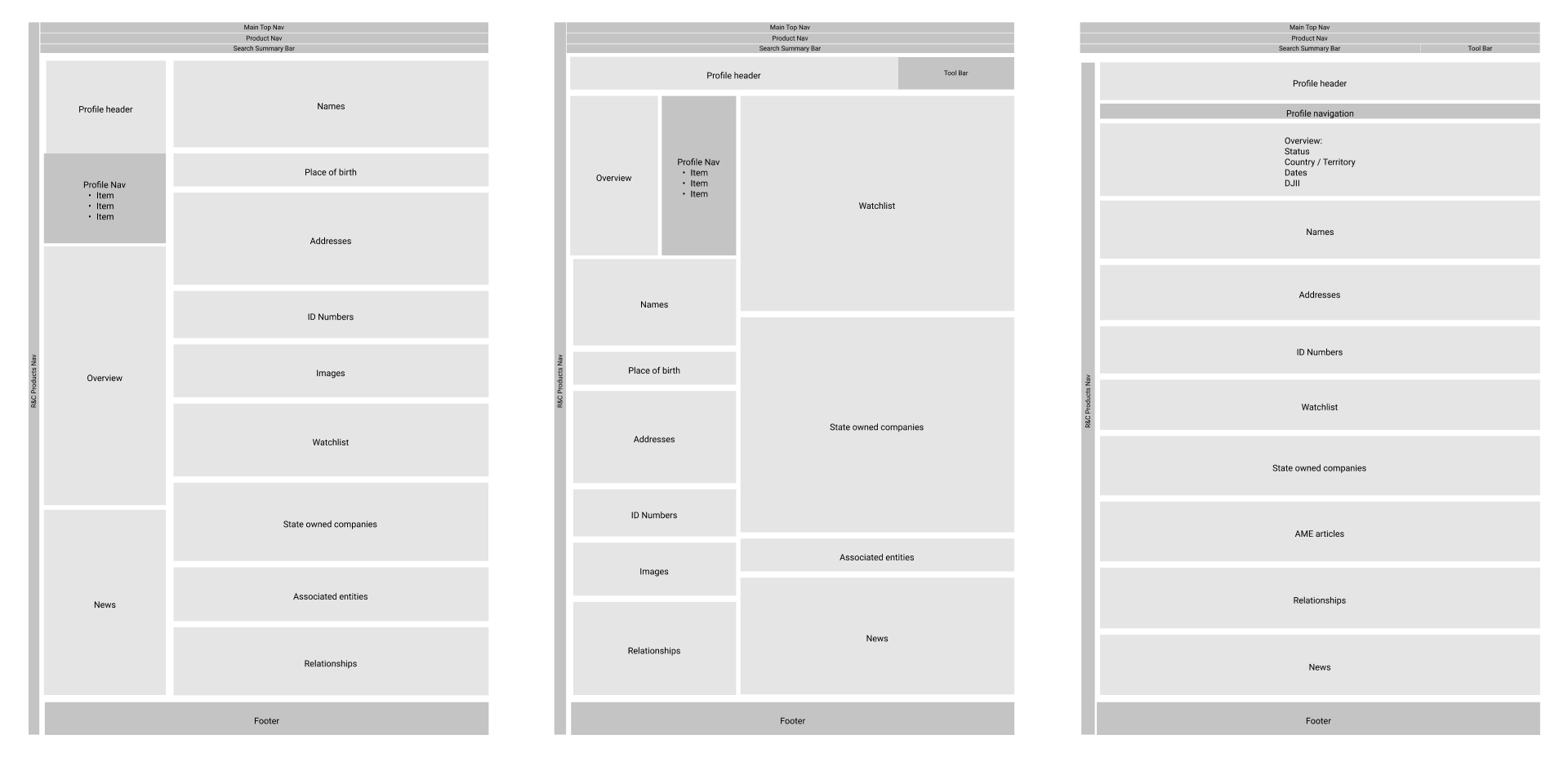 Risk Profile Page Early Wireframes